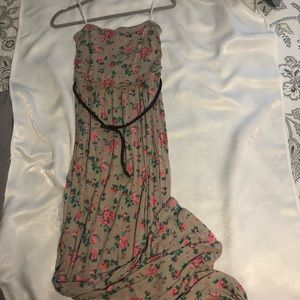 Strapless floral maxi dress